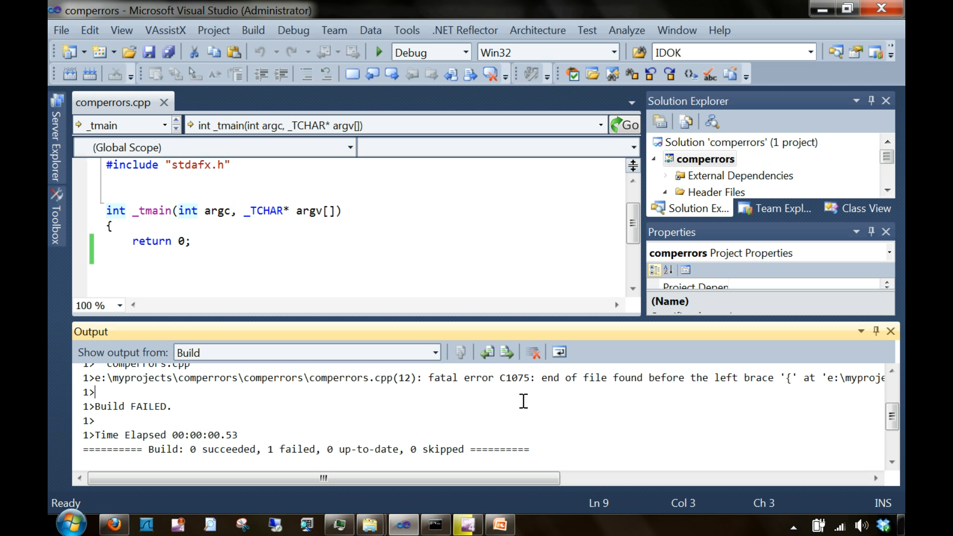 In the output window of the above fig 4-17, we can see the status of our application as failed.