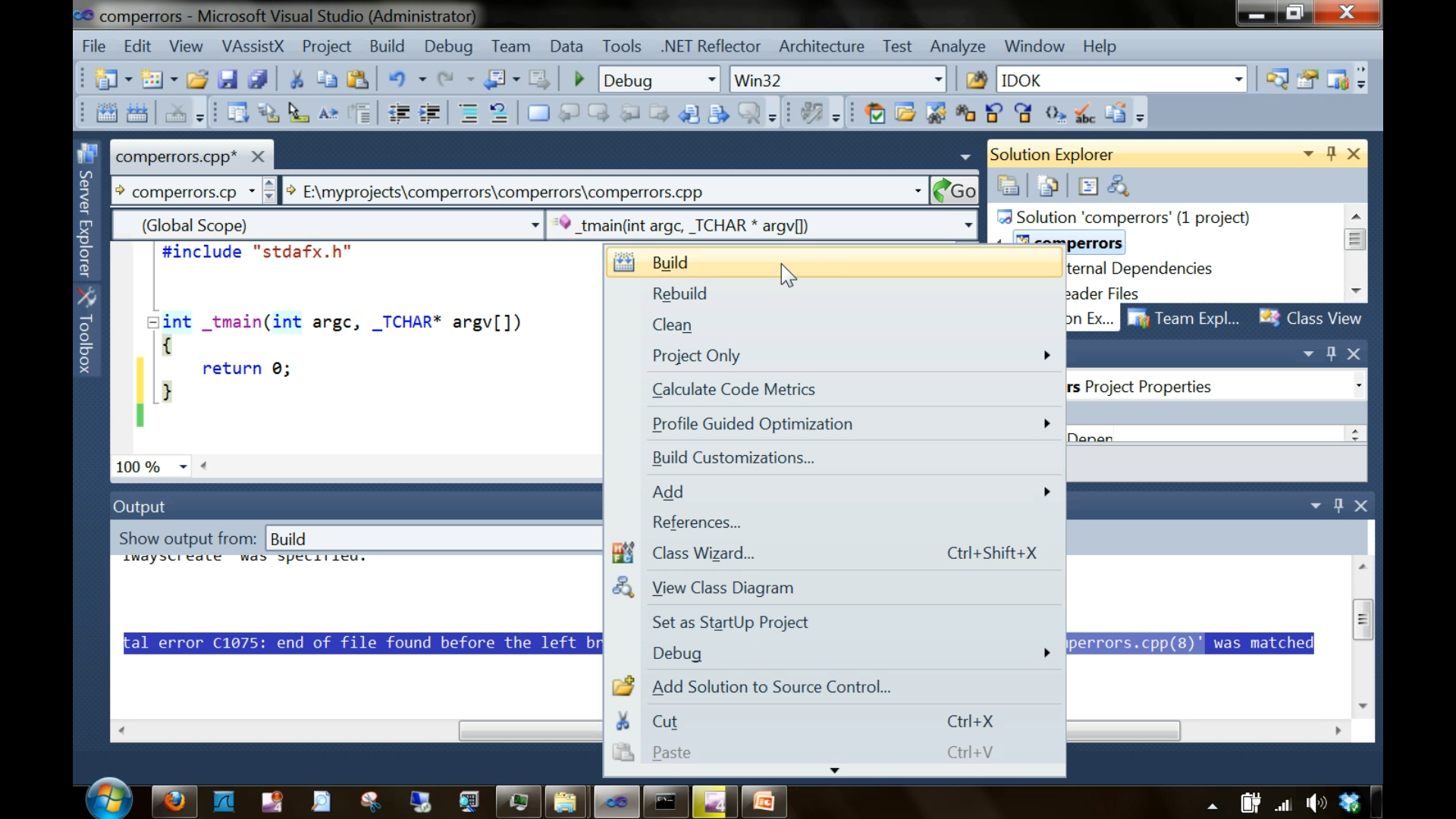 Above fig4-21 shows closing the curly braces and building the program.
